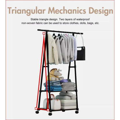 Triangle Garment Rack, Clothes Organizer on Wheels, Portable Garment Laundry Coat Rack, Closet Rack for Hanging Clothes, Clothes Hanging Rack for Home Office Dorm Black