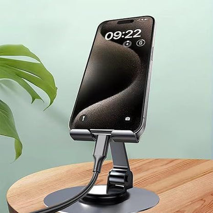 360 Rotation Metal Phone Holder,Fully Adjustable Foldable Phone Stand,with All Phones,Small Tablet Computer Perfectly Solve Your Phone Mounting Needs with Multiple Viewing Angles!(Grey)