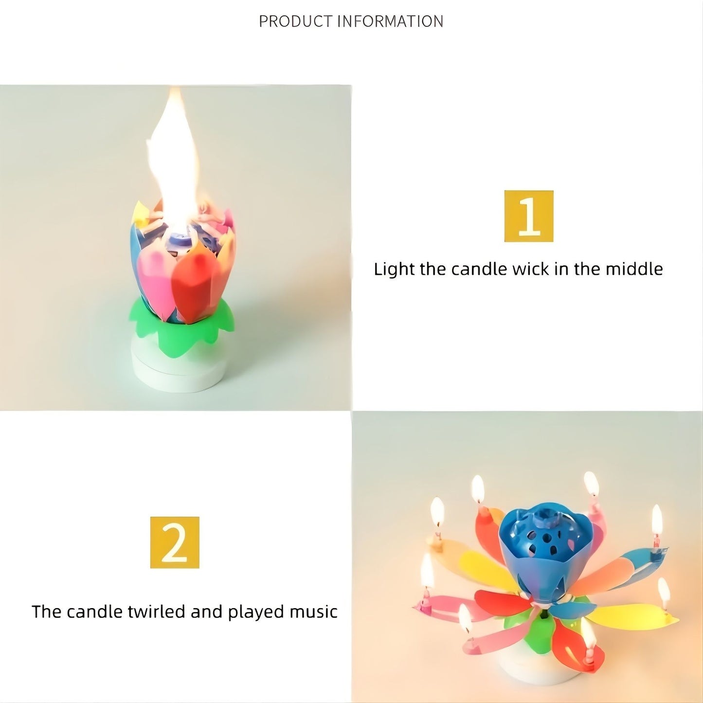 1pc Lotus Music Birthday Candle; Children's Creative Rotating Flowering Singing Lotus Lantern Cake Decoration