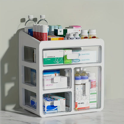 Large capacity family medicine box - spacious storage space with easy to access drawers, orderly classification, sturdy multi-layer structure, suitable for medical and drug storage