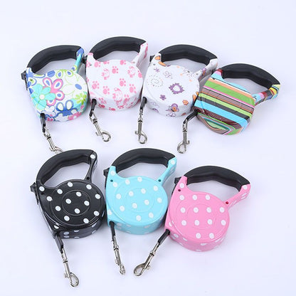 3m 5m Retractable Dog Leash 11 Colors Fashion Printed Puppy Auto Traction Rope Nylon Walking Leash for Small Dogs Cats Pet Leads