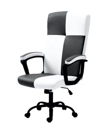 Home Office Chair White and Grey Simple Design, High Back, Adjustable Height