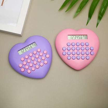 Multi-function 8-bit Calculator Creative Love Computer Font Clear Plastic Keys Student Supplies Wholesale Cute Calculator