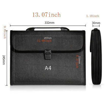 13-Grid A4 Multi-Layer Waterproof Office Handbag - Perfect for Organizing Your Documents & Data