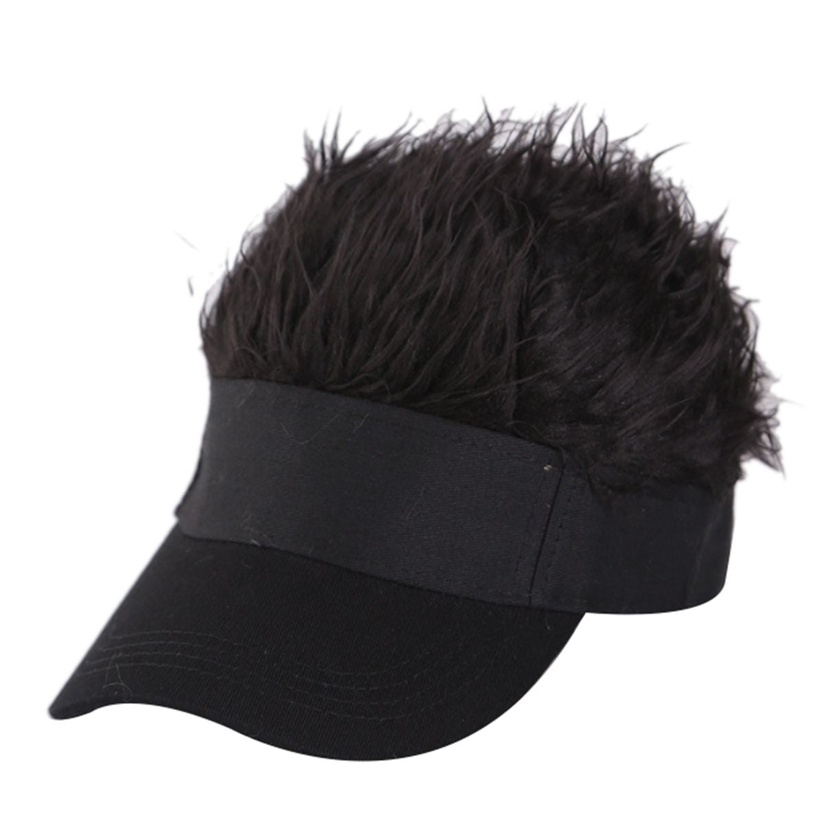 Novelty Hair Visor Cap with Peaked Wig Adjustable Baseball Hat with Hair