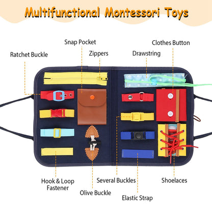 Kids Busy Board Sensory Activity Board Preschool Learning Toys Montessori Educational Gift for 1-6 Years Old Baby Toddler Girls Boys