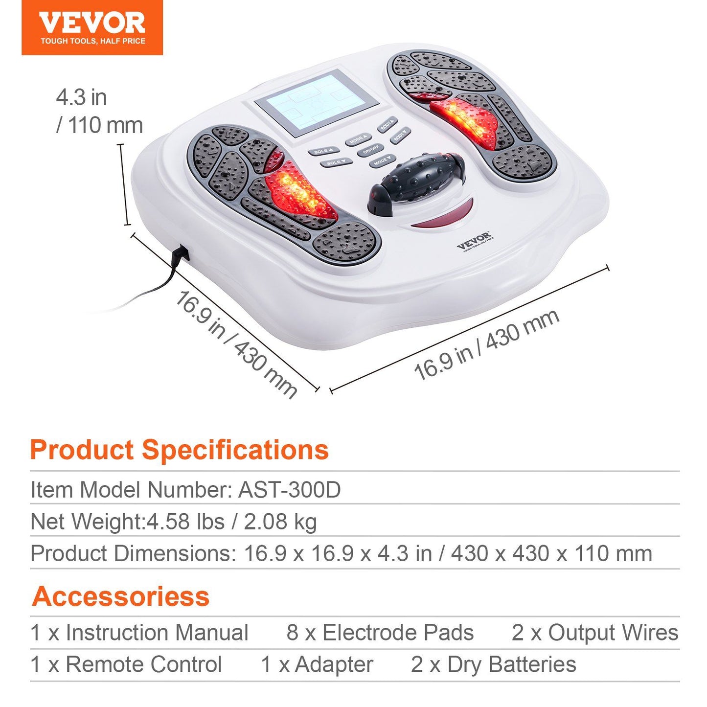 VEVOR Foot Circulation Stimulator EMS & TENS Foot Neuropathy Massager 25 Modes