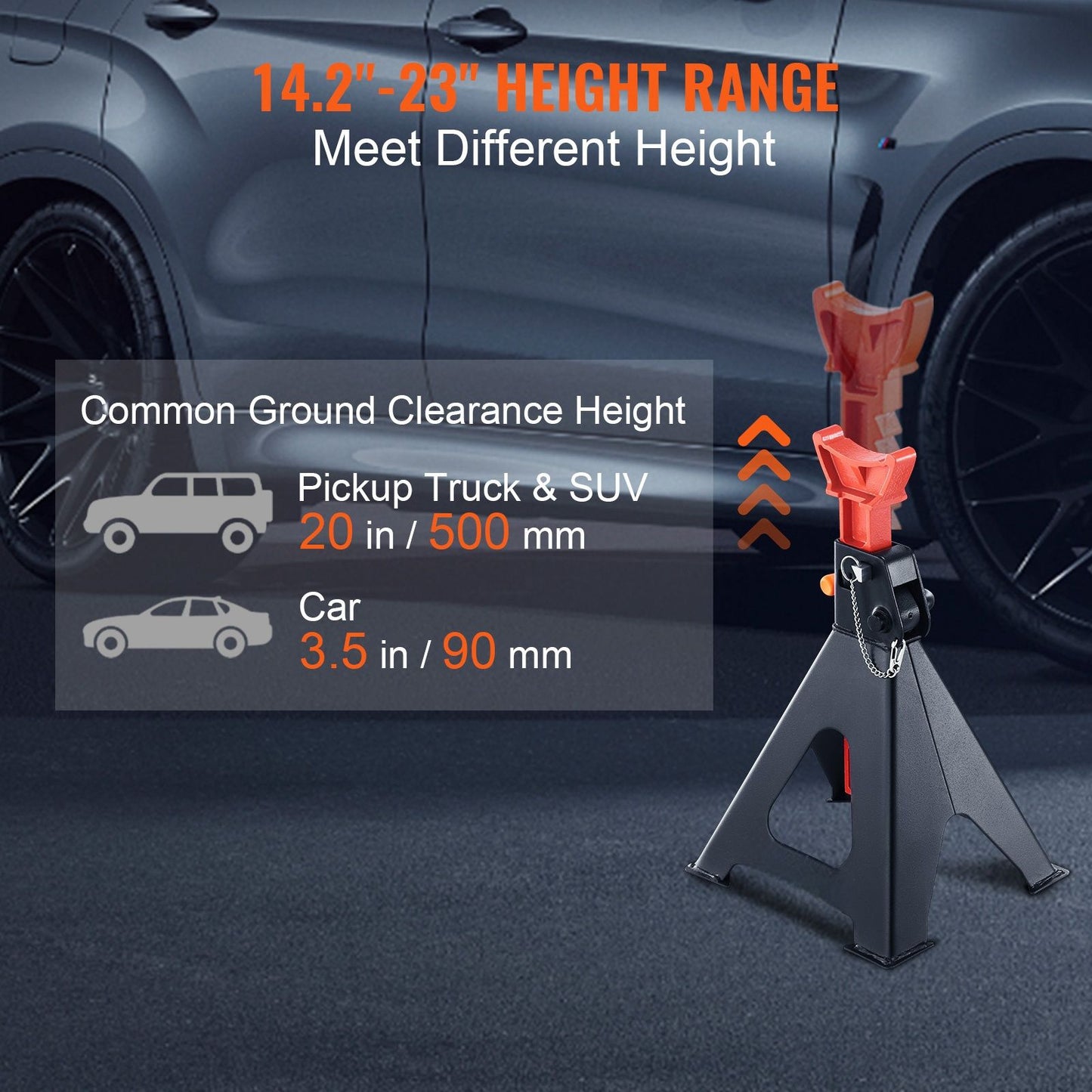 2PCS Iron Stands, 6 Ton (13, 000 lbs) Capacity Car Iron Stands Double Locking, 14.2-23 inch Adjustable Height, for lifting SUV, Pickup Truck, Car and UTV/ATV, Red