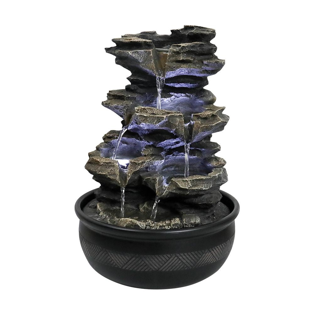 15.7inches High Rock Cascading Tabletop Fountain with LED Light for Home Office Bedroom Relaxation