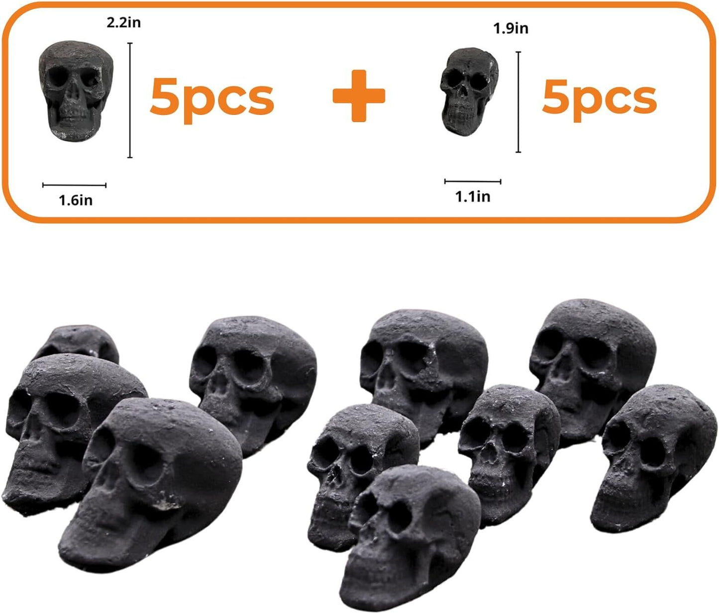 Ceramic Skulls for Fire Pit, Outdoor Fire Tables, 7pcs Reusable Spooky Imitated Human Skull Gas Log for Party, Bonfire,Campfires,Fireplaces, 3.1 inch