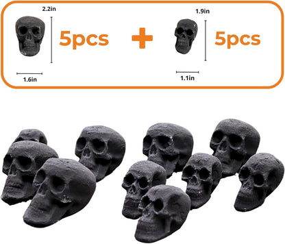 Ceramic Skulls for Fire Pit, Outdoor Fire Tables, 7pcs Reusable Spooky Imitated Human Skull Gas Log for Party, Bonfire,Campfires,Fireplaces, 3.1 inch