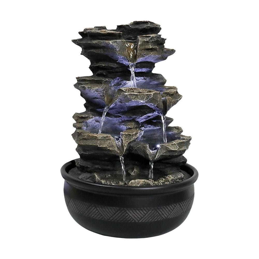 15.7inches High Rock Cascading Tabletop Fountain with LED Light for Home Office Bedroom Relaxation