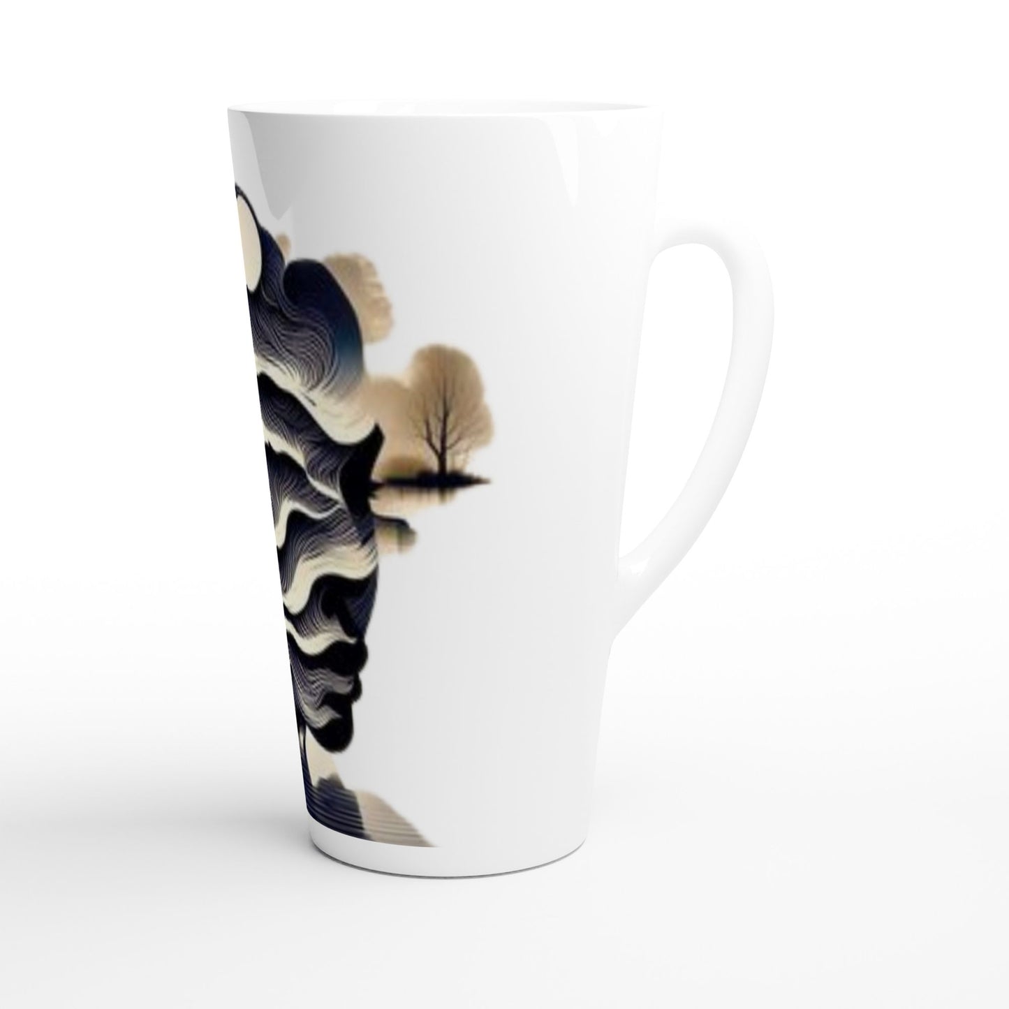 Latte Coffee Mugs Silhouette Ceramic Latte Mug Serene Sunset Design by HadiArts