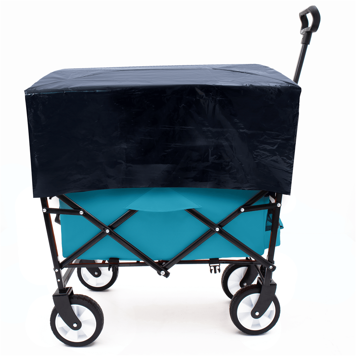 Collapsible Foldable Wagon Cart with strapping system Beach Wagon Utility Cart Utility Wagon Grocery Cart for for Camping Shopping Sports Gardeing Fishing Supports 225lbs All-Terrain Wheels Cyan