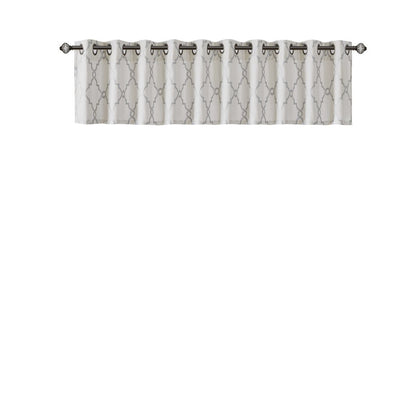 Fretwork Print Grommet Top Window Valance Ivory/Grey 50x18"