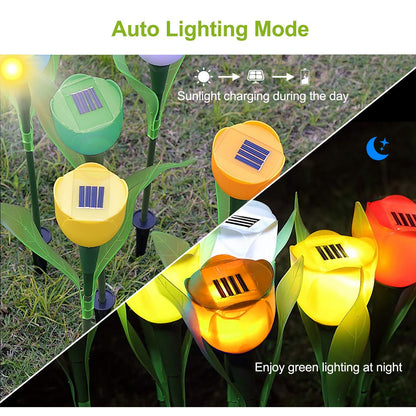 Solar Garden Stake Night Lights,Artifitical Solar Forever Tulip Flowers Lamp,Waterproof Landscape Lighting for Christmas Yard Lawn Patio Walkway