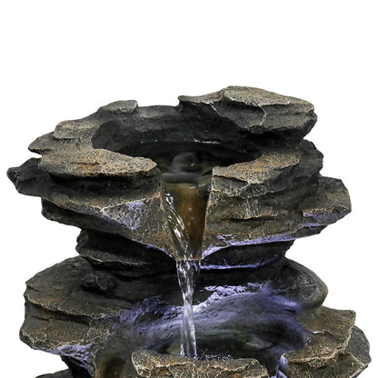 15.7inches High Rock Cascading Tabletop Fountain with LED Light for Home Office Bedroom Relaxation