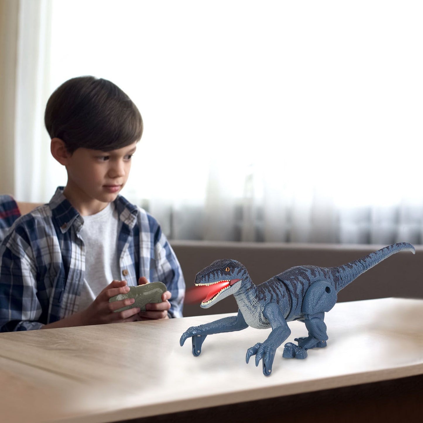 Remote Control Dinosaur Toys Jurassic Realistic RC Dinosaur Rechargeable T-Rex Walking Robot with 3D Eye Roaring Sounds Red Light Remote Control for 3-12 Year Old Kids