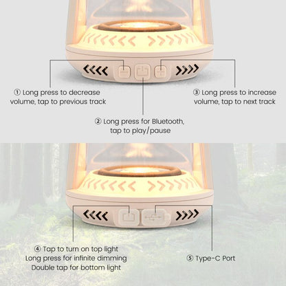 Outdoor Waterproof Camping Lantern Speaker with 3 LED Light Colors