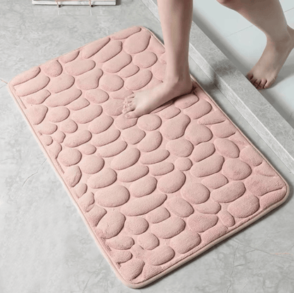 3D Non Slip Bathroom Mat Cobblestone Embossed Bath Mats