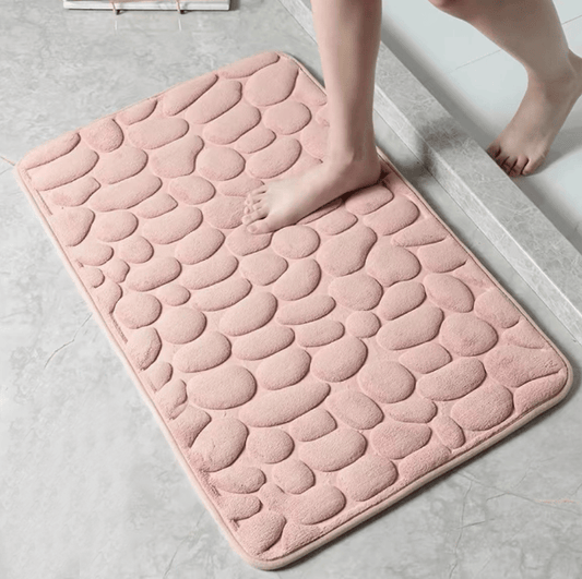 3D Non Slip Bathroom Mat Cobblestone Embossed Bath Mats