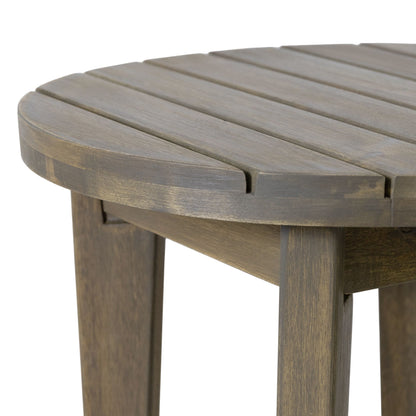 Outdoor 16" Acacia Wood Side Table, Gray Finish