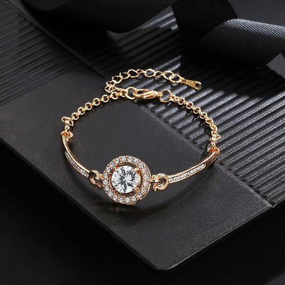 Rhinestone Decor Watch Bracelet Simple Elegant Shinning Bracelet