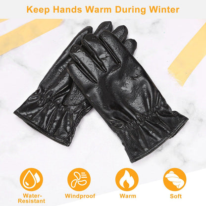 Unisex Leather Winter Warm Gloves Outdoor Windproof Soft Gloves Cycling Skiing Running Cold Winter Gloves