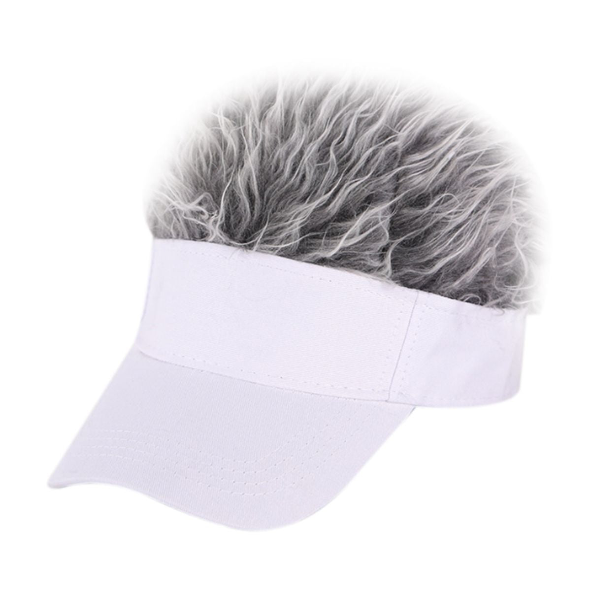 Novelty Hair Visor Cap with Peaked Wig Adjustable Baseball Hat with Hair