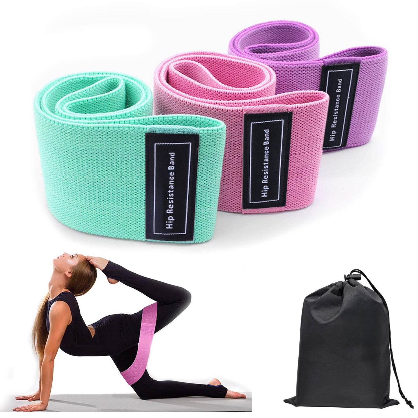 3pcs Resistance Bands For Legs And Butt; Home Yoga Exercise Workout Sports Fitness Accessories