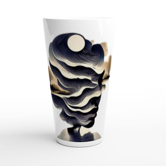 Latte Coffee Mugs Silhouette Ceramic Latte Mug Serene Sunset Design by HadiArts