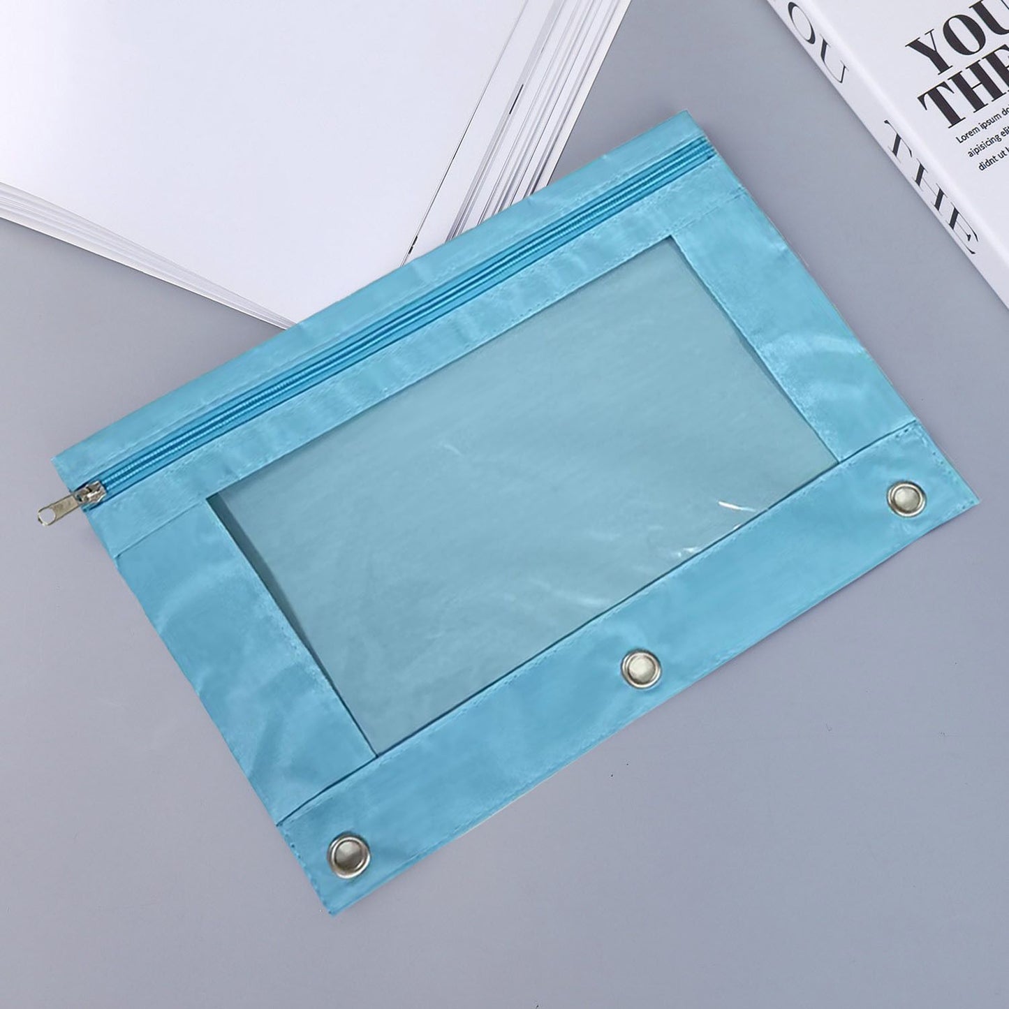 2pcs Organize Your School Supplies with this 3-Ring Pen Pencil Pouch - Available in Multiple Colors!