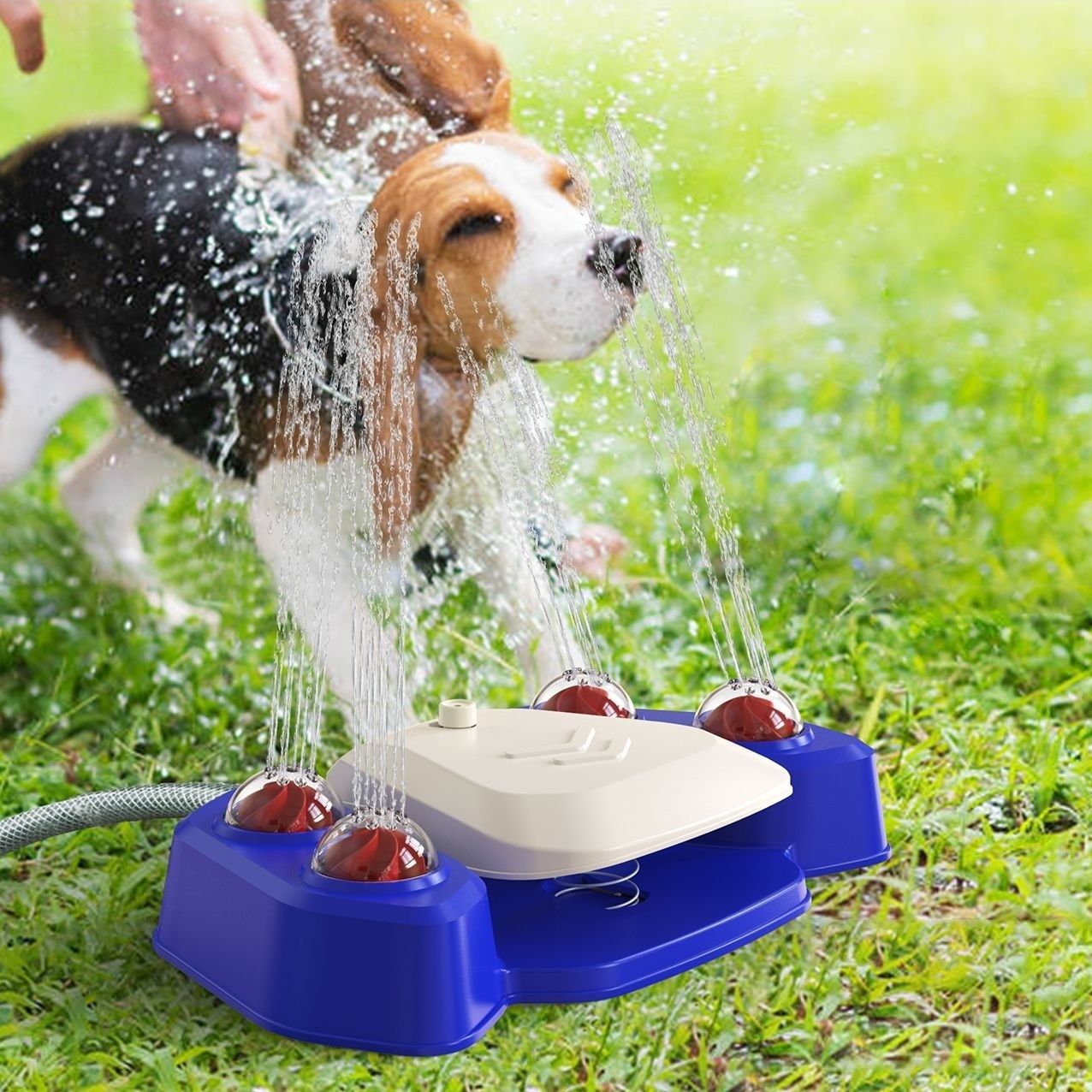 Summer Dog Water Play Sprinkler; Outdoor Pet Bath Toy; Dogs Drinking Fountains For Garden