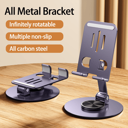 360 Rotation Metal Phone Holder,Fully Adjustable Foldable Phone Stand,with All Phones,Small Tablet Computer Perfectly Solve Your Phone Mounting Needs with Multiple Viewing Angles!(Grey)