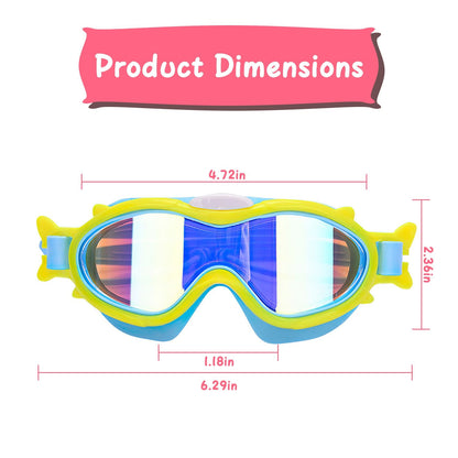 Kids Swim Goggles With Ear Plugs UV Protection Anti-Fog Leak Proof Wide View Pool Swimming Goggles For Youth Boys Girls Aged 3-16 Years Old Summer Beach Water Park