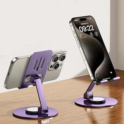 360 Rotation Metal Phone Holder,Fully Adjustable Foldable Phone Stand,with All Phones,Small Tablet Computer Perfectly Solve Your Phone Mounting Needs with Multiple Viewing Angles!(Grey)