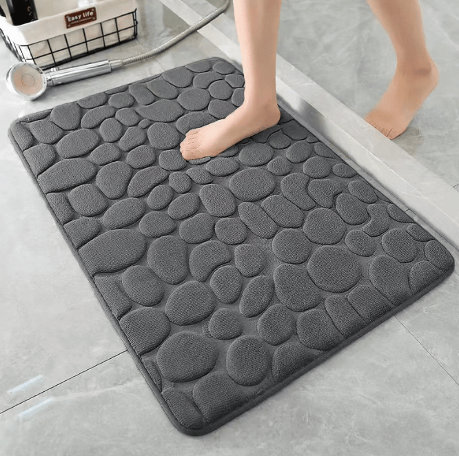 3D Non Slip Bathroom Mat Cobblestone Embossed Bath Mats