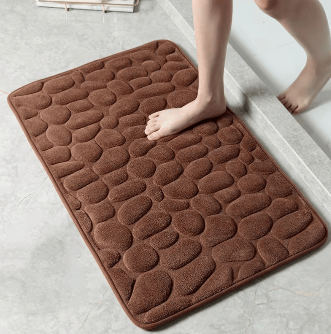 3D Non Slip Bathroom Mat Cobblestone Embossed Bath Mats