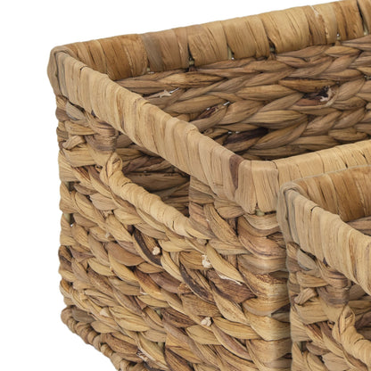 Wicker Basket, Baskets for Organizing, Storage Basket with Built-in Handles, Water Hyacinth for Shelves, 2-Pack