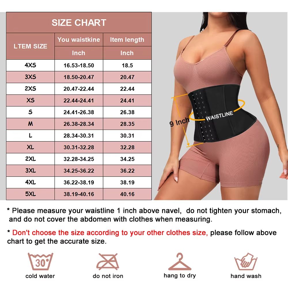 ATBUTY 9 Inches Short Torso Sport Girdle Underwear Women 9 Steel Bones Latex Waist Trainer Corset Private Label