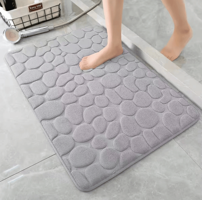 3D Non Slip Bathroom Mat Cobblestone Embossed Bath Mats