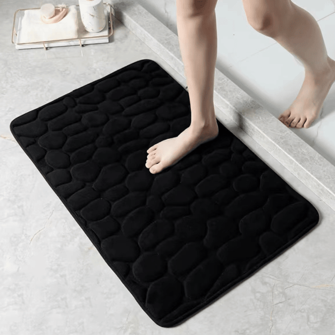 3D Non Slip Bathroom Mat Cobblestone Embossed Bath Mats