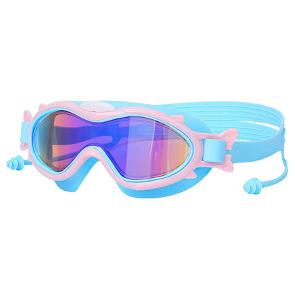 Kids Swim Goggles With Ear Plugs UV Protection Anti-Fog Leak Proof Wide View Pool Swimming Goggles For Youth Boys Girls Aged 3-16 Years Old Summer Beach Water Park