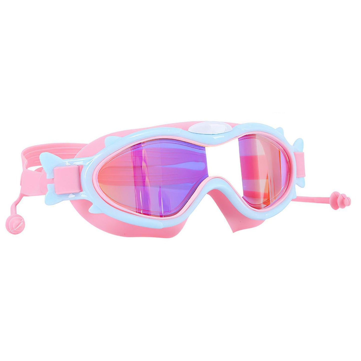 Kids Swim Goggles With Ear Plugs UV Protection Anti-Fog Leak Proof Wide View Pool Swimming Goggles For Youth Boys Girls Aged 3-16 Years Old Summer Beach Water Park