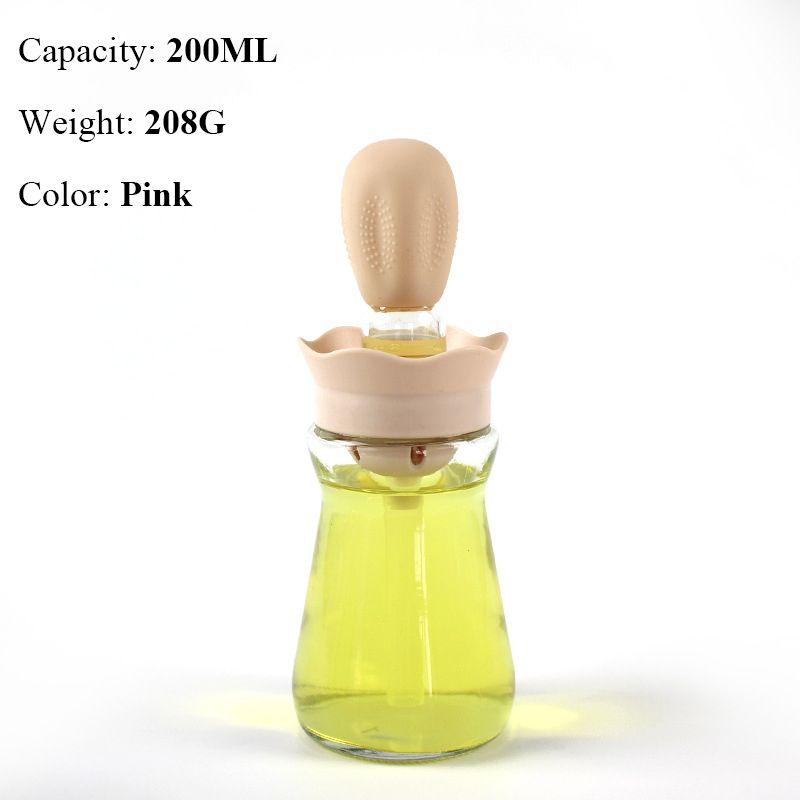 BBQ Tool Oil Bottle With Silicone Brush Oil Spray Baking Barbecue Grill Oil Dispenser Cookware Baking Kitchen Accessories