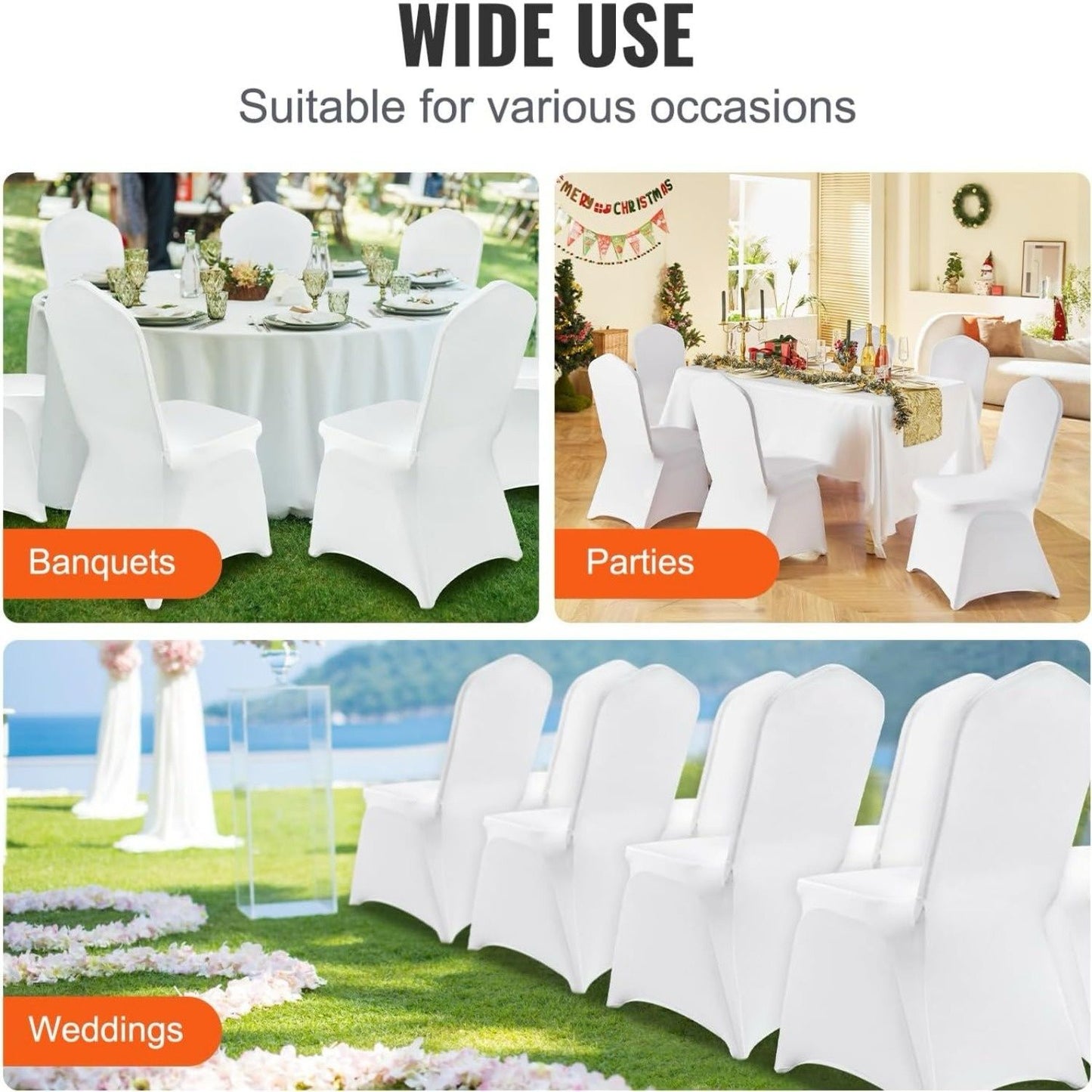 20/30pcs Stretch Spandex Folding Chair Covers, Universal Fitted Chair Cover, Removable Washable Protective Slipcovers, for Wedding, Holiday, Banquet, Party, Celebration, Dining (20PCS White)