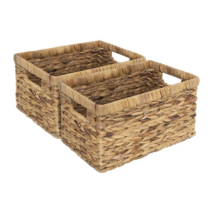 Wicker Basket, Baskets for Organizing, Storage Basket with Built-in Handles, Water Hyacinth for Shelves, 2-Pack