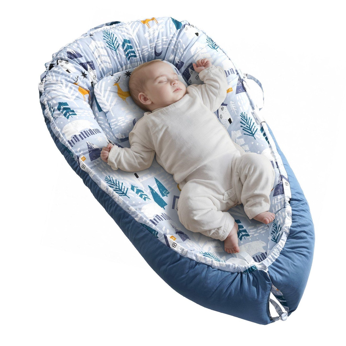 VEVOR Baby Lounger 100% Cotton Newborn Nest Sleeper with Headrest and 2 Covers