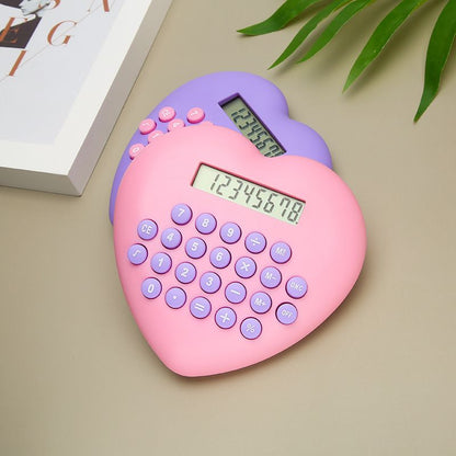 Multi-function 8-bit Calculator Creative Love Computer Font Clear Plastic Keys Student Supplies Wholesale Cute Calculator