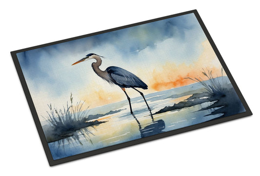 Blue Heron Barely Lit Sky Doormat Front Door Mat Indoor Outdoor Rugs for Entryway, Non Slip Washable Low Pile, 24H X 36W